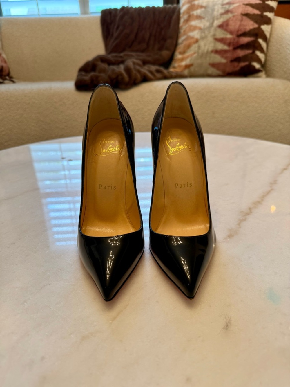 Christian Louboutin Black Patent Pointed-Toe Stiletto Pumps - so Kate - Picture 2 of 5